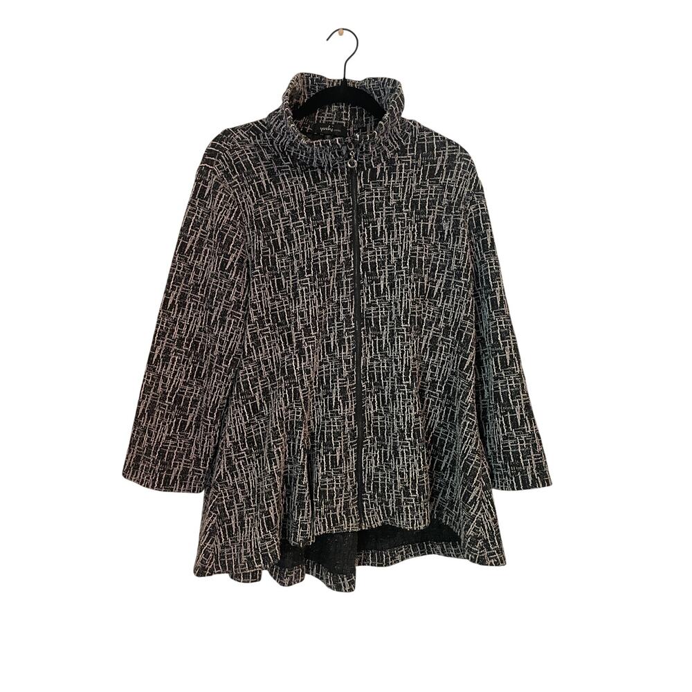 Yushi Lagenlook Zip Jacket Abstract Art to Wear Swing Coat Made in USA-Large